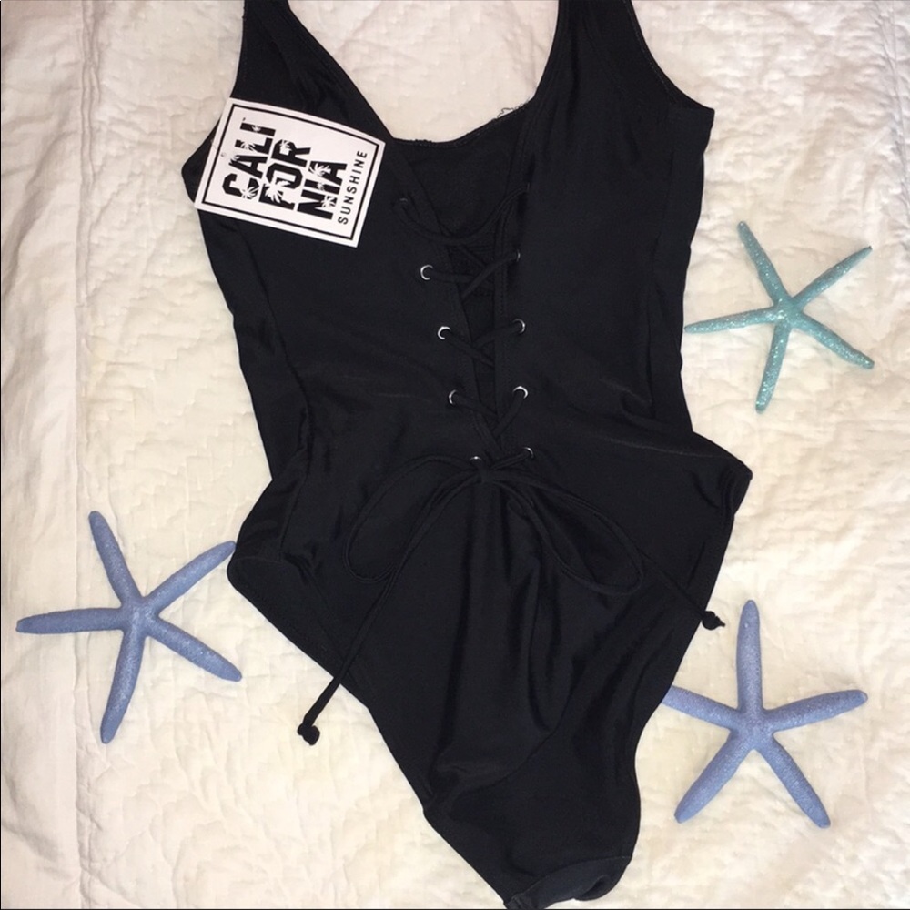 Pineapple Lace Up One Piece Swimsuit - Picture 5 of 5